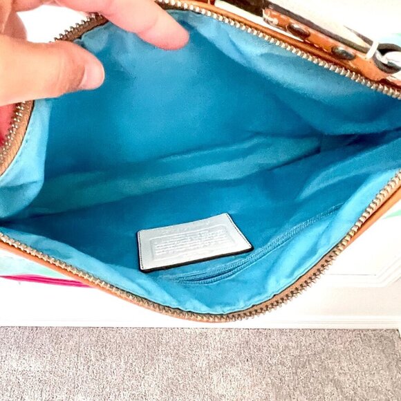 Vintage Coach Hampton Watercolor Stripe Shoulder Bag F11677 Wristlet Wallet Pouc - Picture 7 of 16